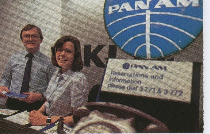 1983, January, Pan Am's ticket office (different from the check-in counter) at London Heathrow Airport.